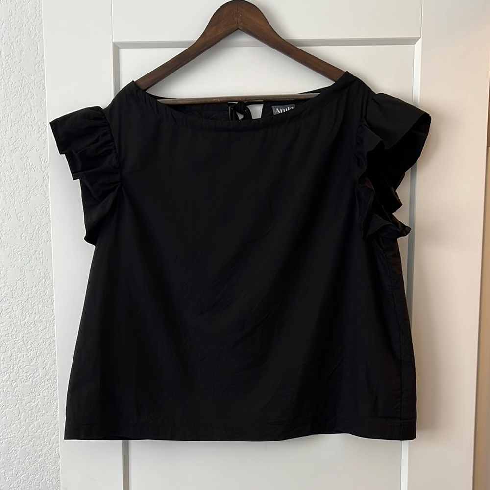 ARULA Black Flutter Sleeve Blouse